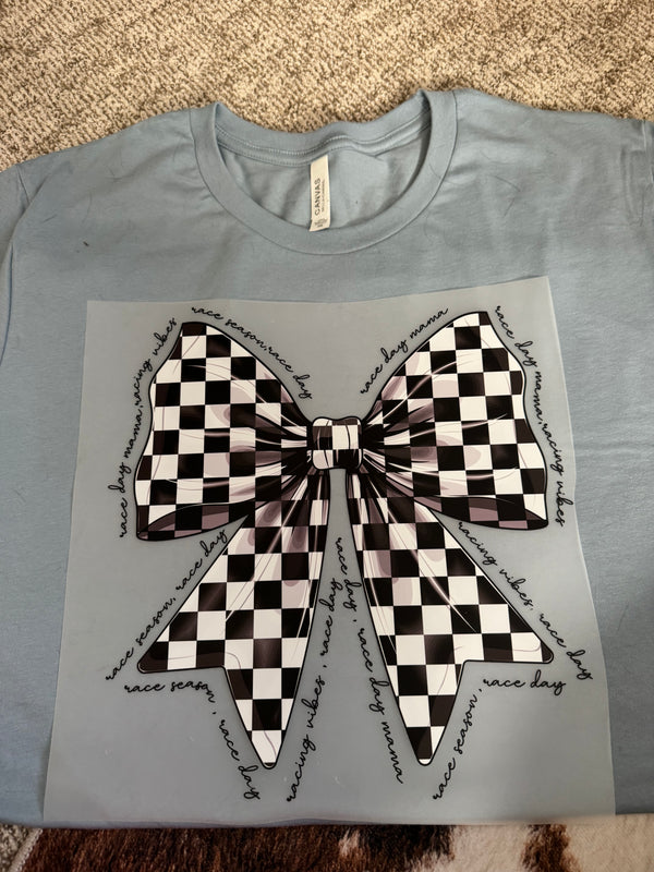 Race day mama Checkered bow